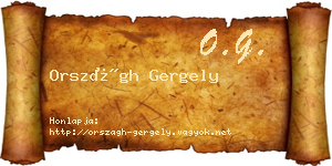 Országh Gergely névjegykártya
